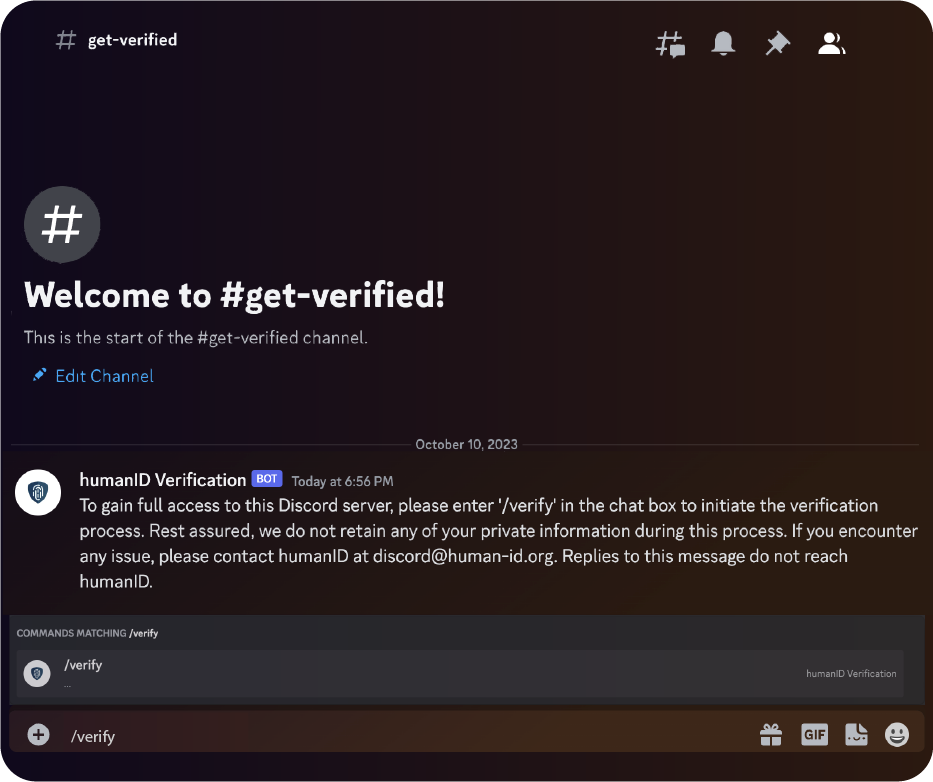 get verified screen on discord