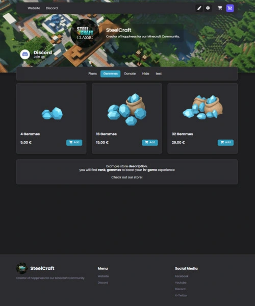 Minecraft Store Demo