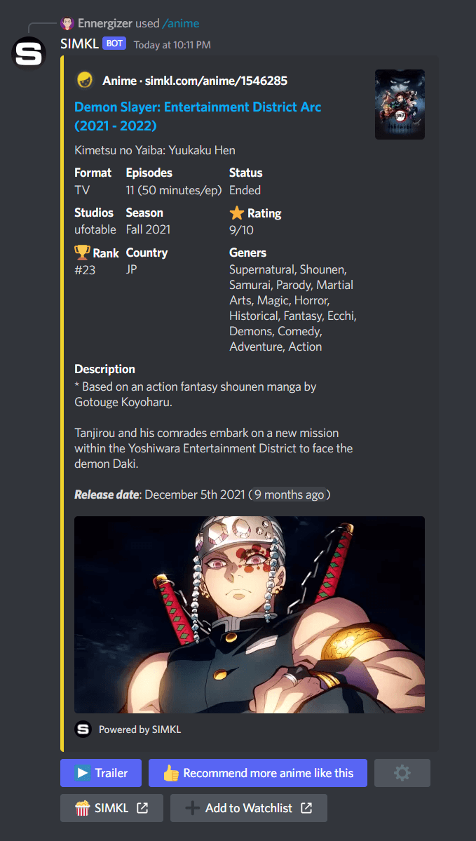 TV/Anime/Movie Commands