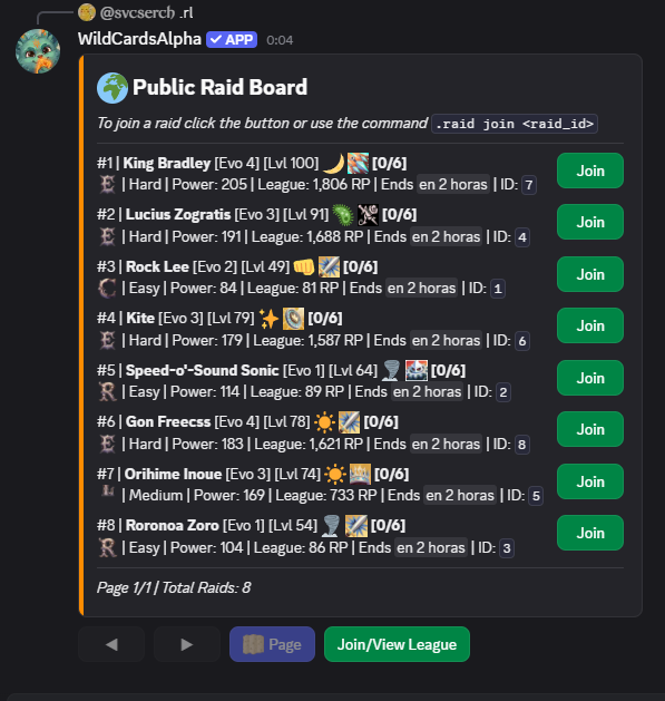 Raid lobby command screenshot