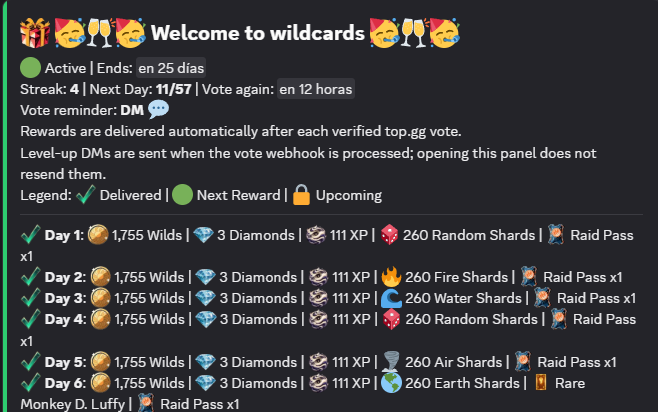 WildCards vote rewards preview