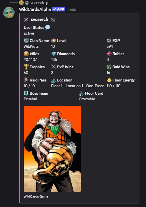 Profile command screenshot