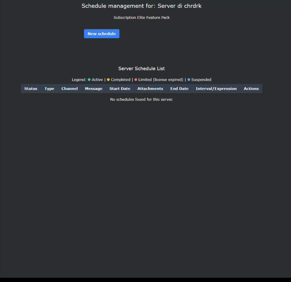 Message scheduling interface on the web dashboard