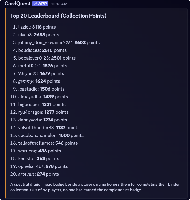 CardQuest leaderboard preview
