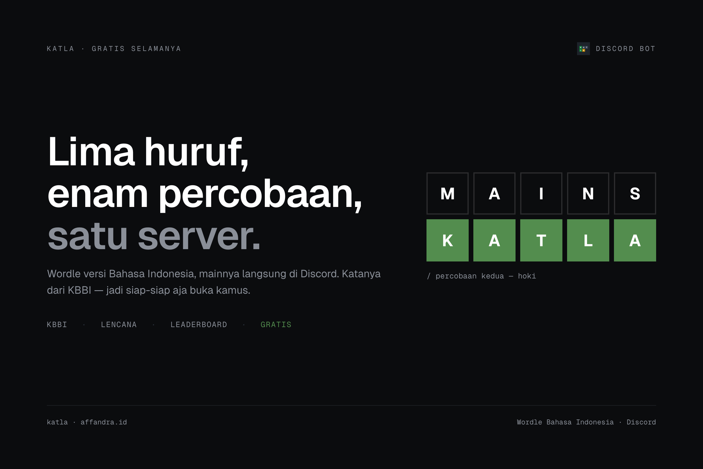 Katla — Wordle Bahasa Indonesia di Discord