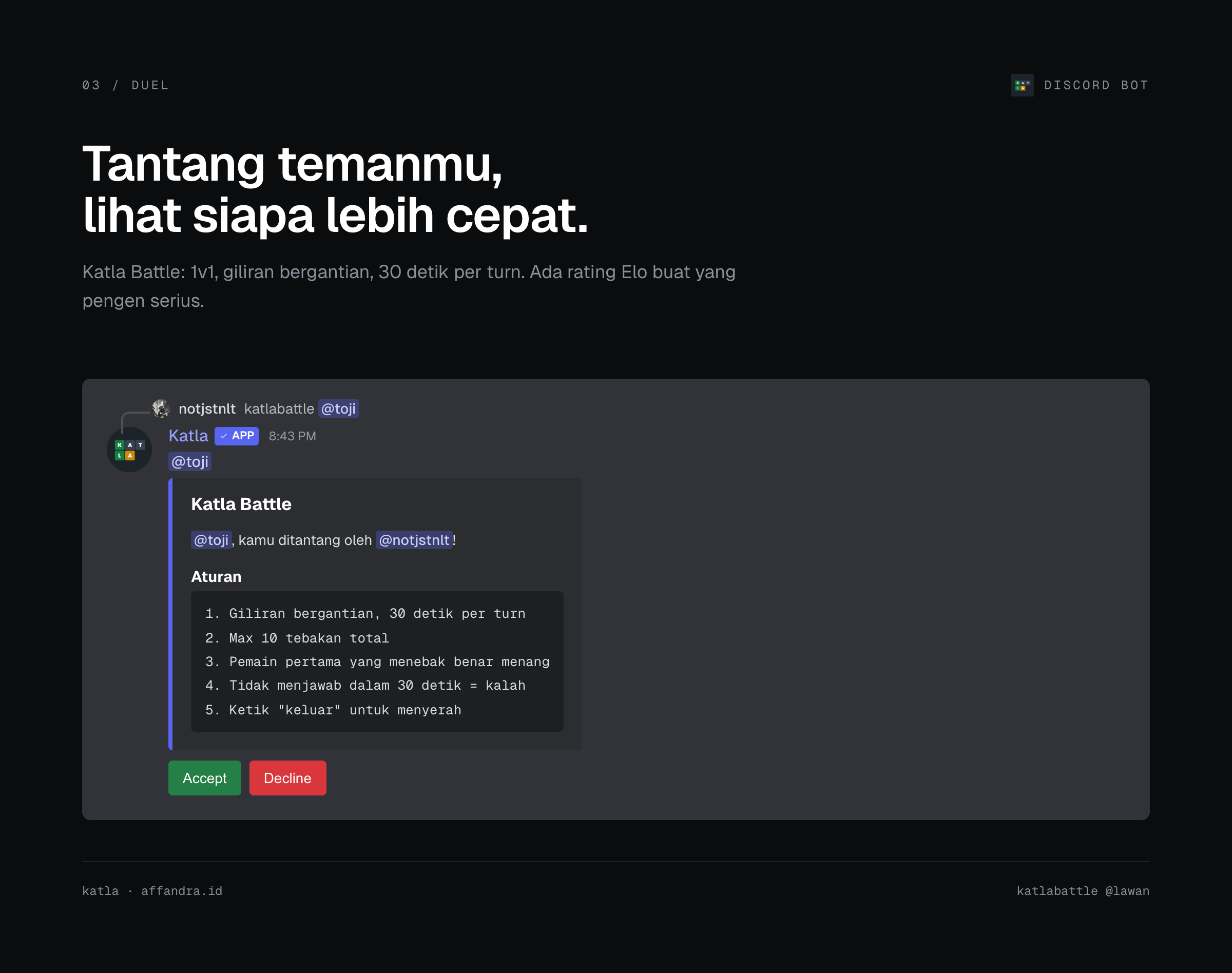Katla Battle — duel satu lawan satu