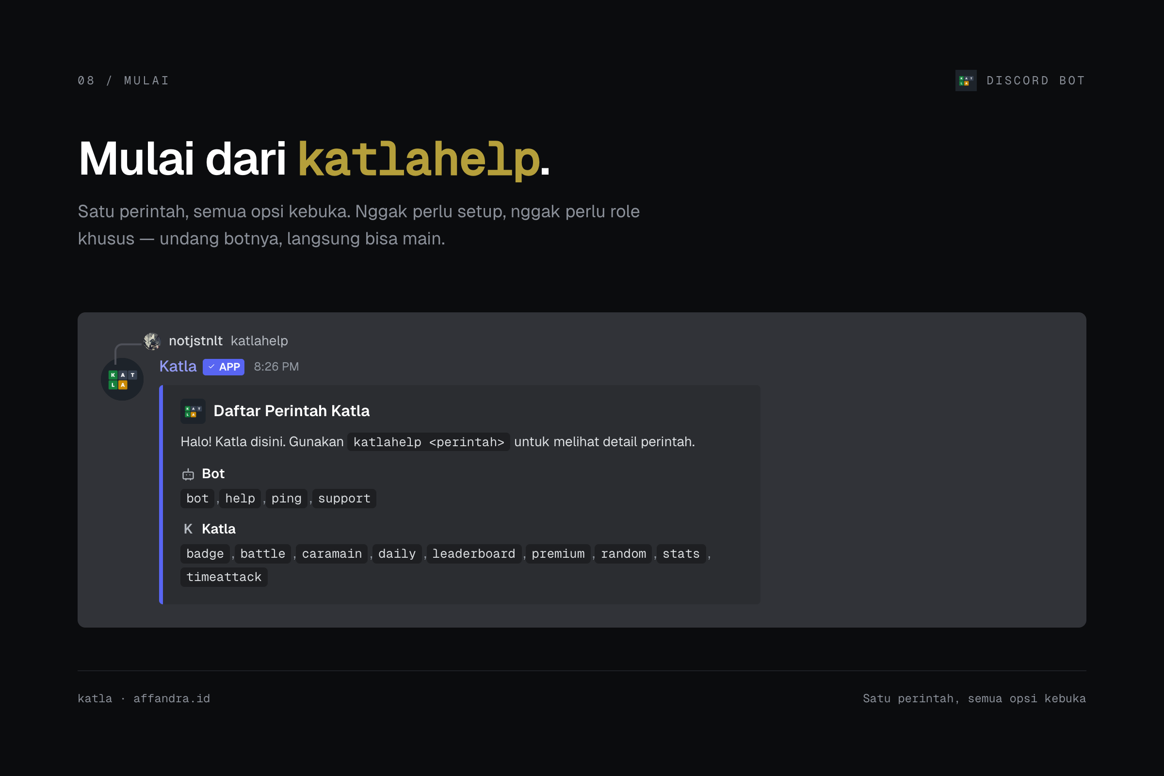 Daftar perintah Katla