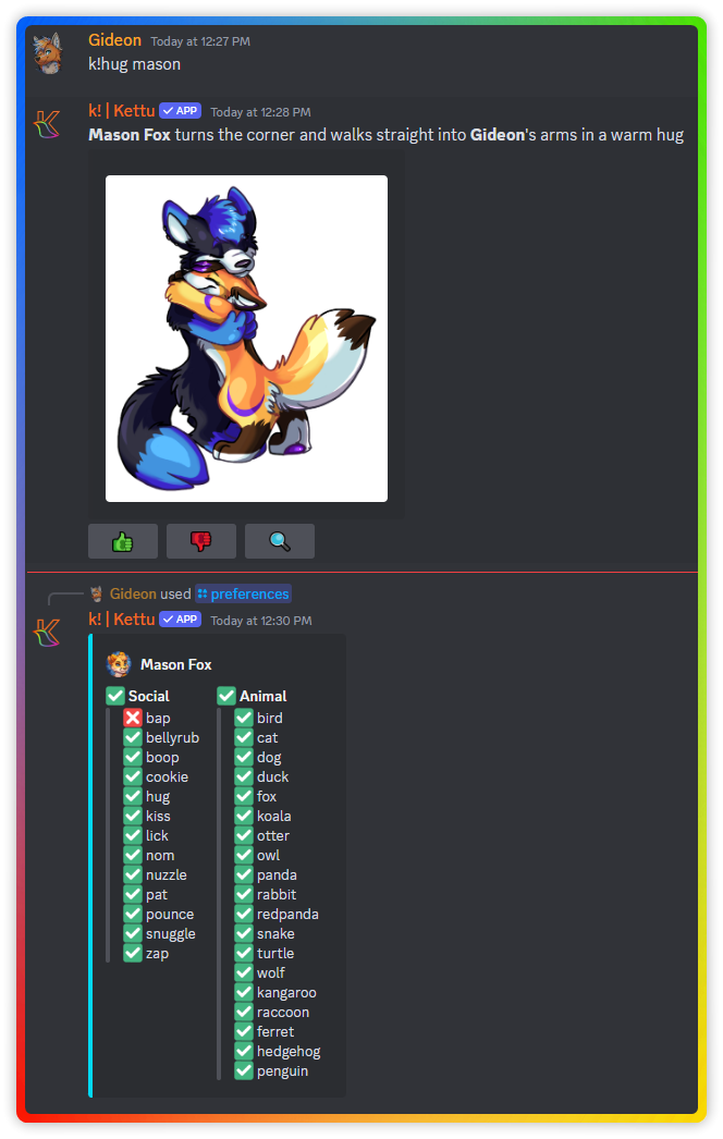 Social and pref command usage