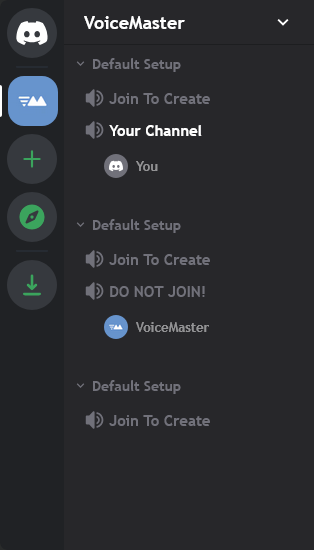 Default setup: members choose name and user limit when creating a channel