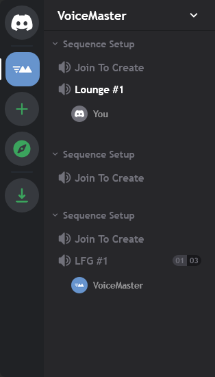 Sequential setup: numbered temporary voice channels