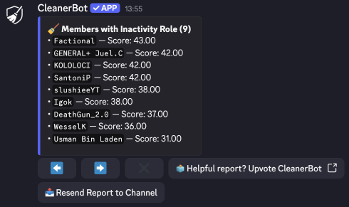 CleanerBot inactivity report warned