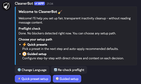 CleanerBot guided setup