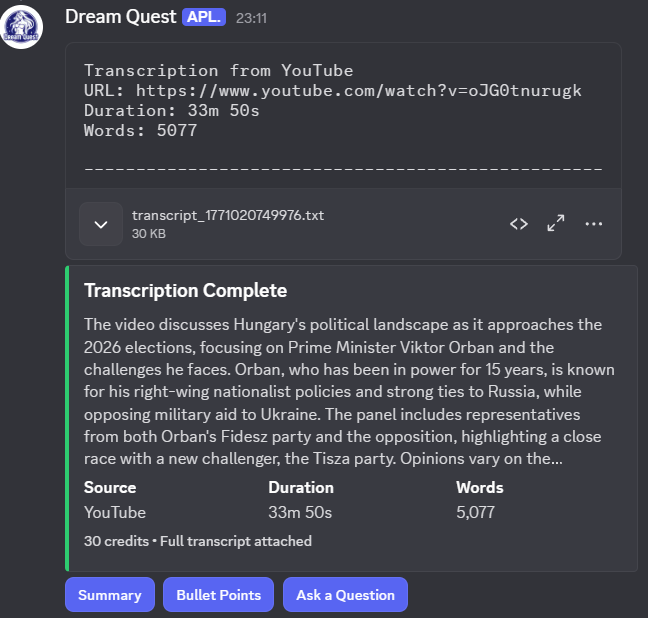 Transcription result