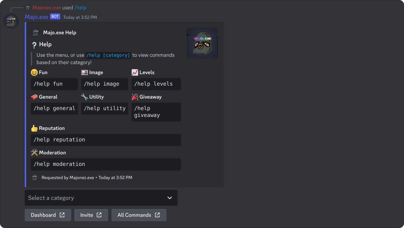 Discord slash help command
