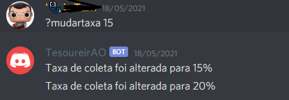 Image of comand mudar taxa