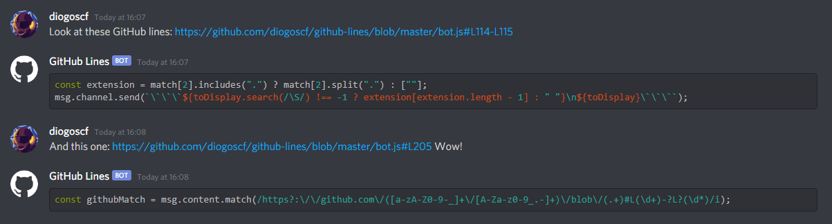 Github Lines Example