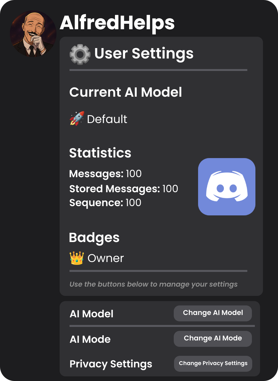 User Settings Menu