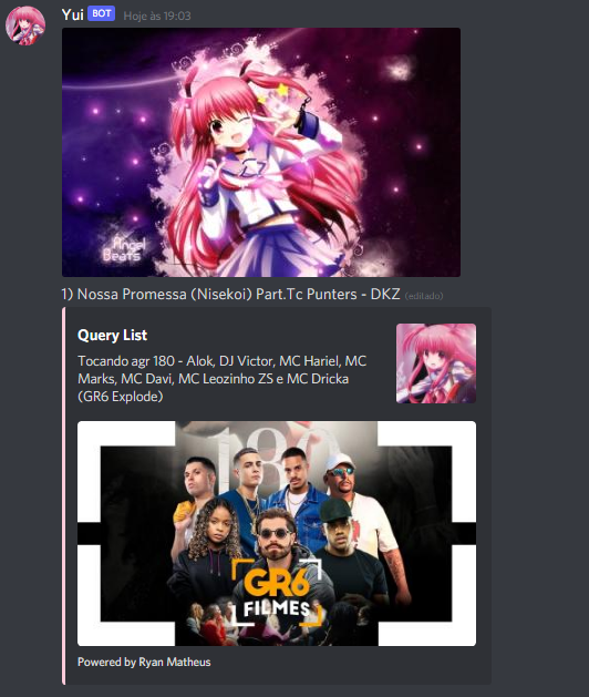 Imagem do bot de música Yui