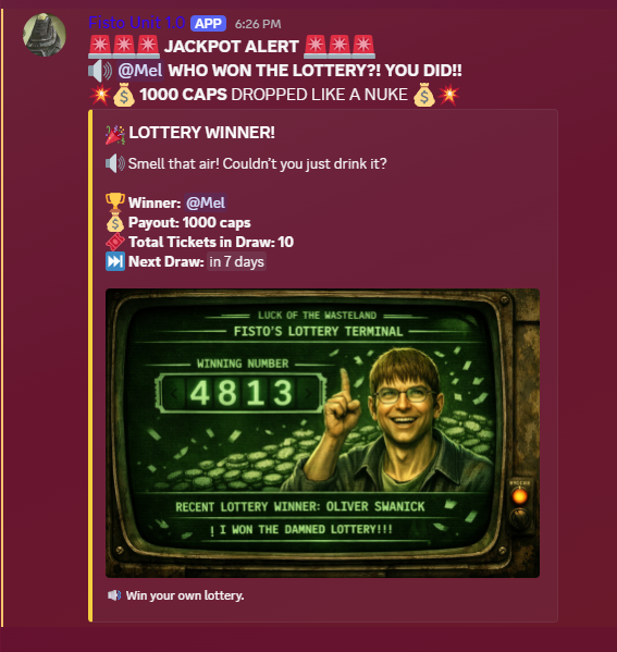 Fisto lottery winner panel