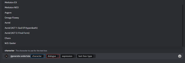 undertale charlist 2