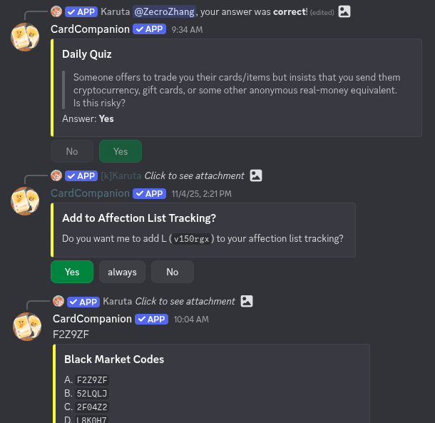 Affection List Image