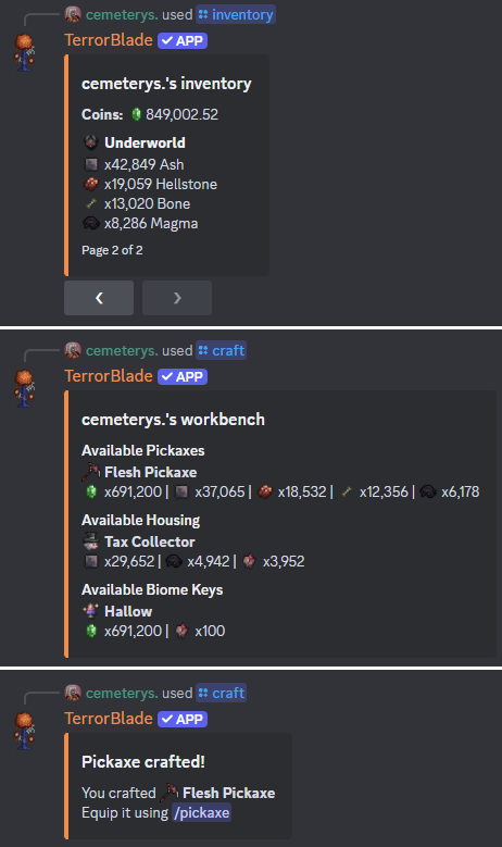 Image of the craft and inventory command