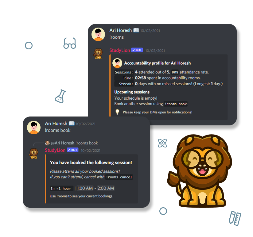 scheuduled study rooms discord