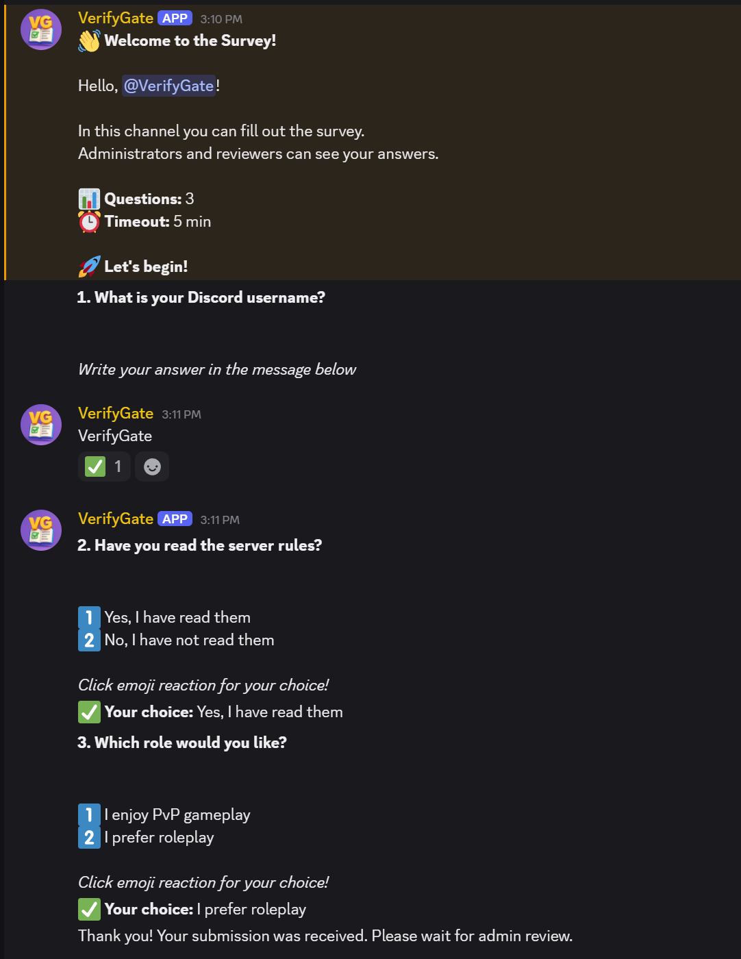 How users fill out the survey
