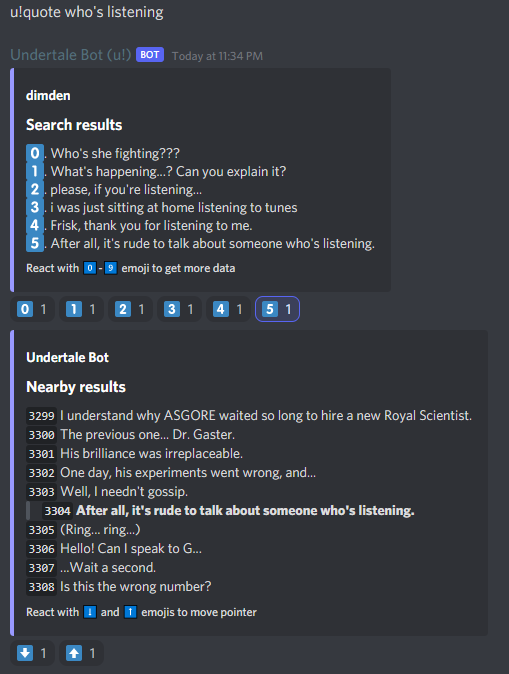 Example usage of the bot