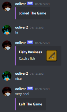 Minecat used in discord with advancements and join/leave messages