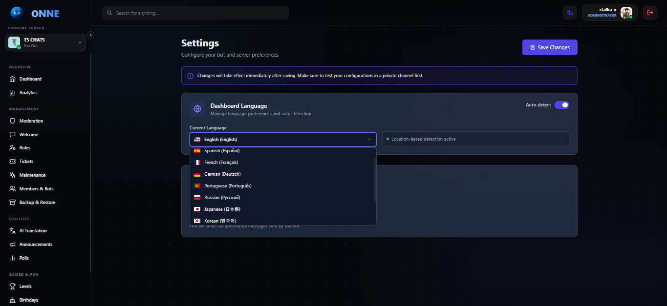 Multilingual Dashboard