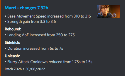 Hero patch notes for Marci