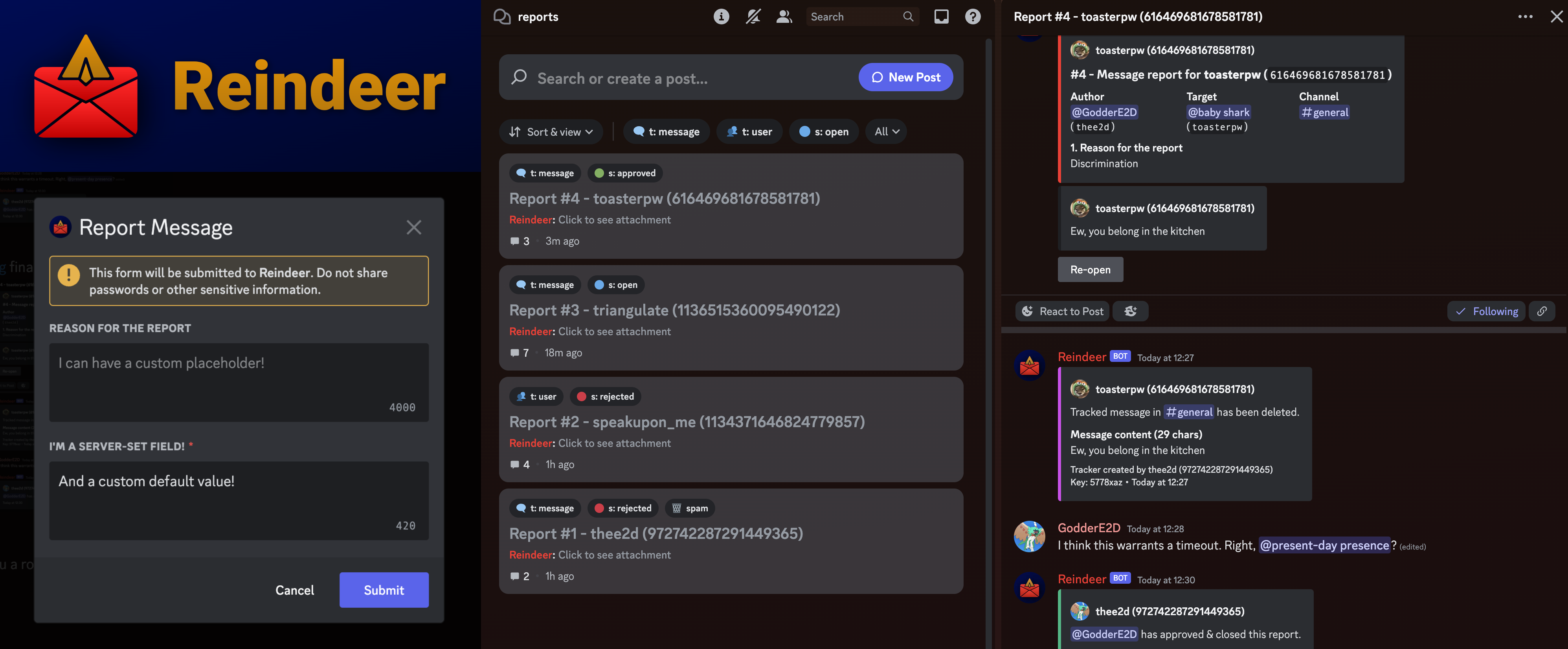 Reindeer usage example