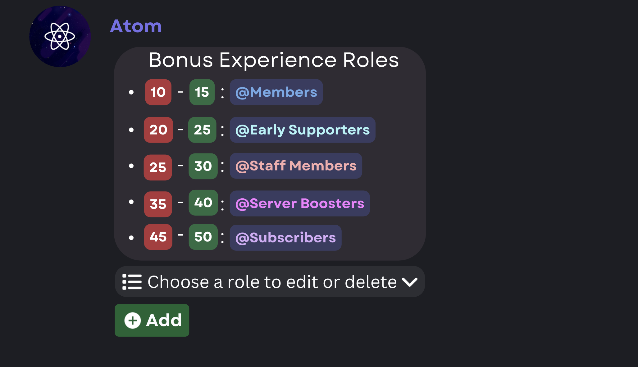 Bonus XP Roles