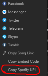 Copy Spotify URI