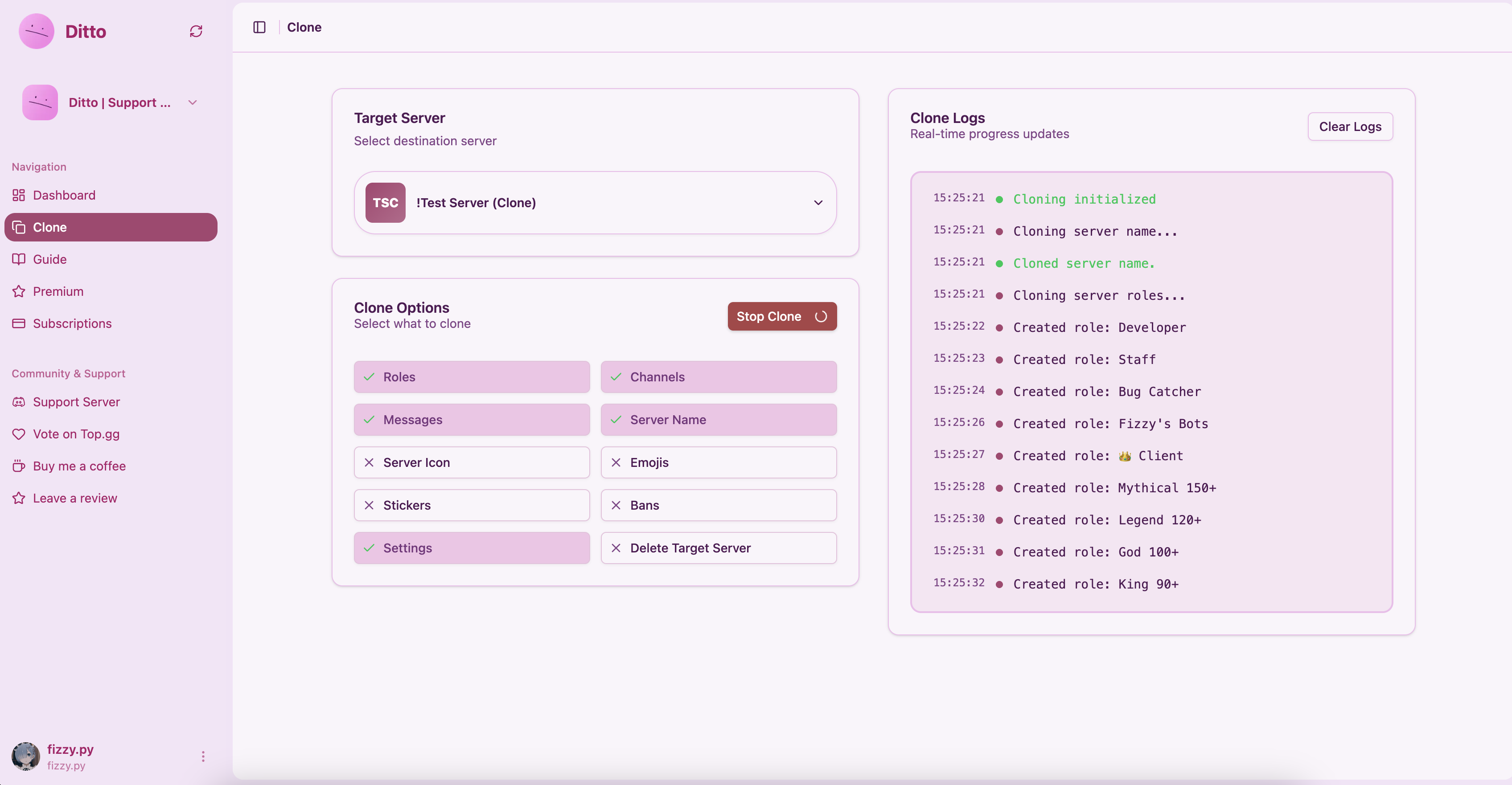 Ditto Cloning Process