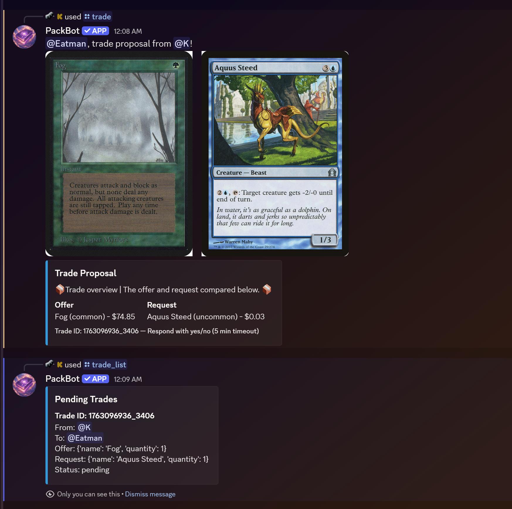 Trade Cards / View Trades