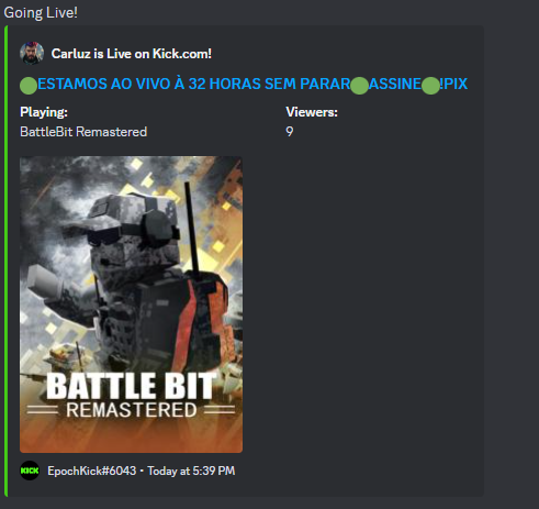 Screenshot of a custom message alert from kick.com