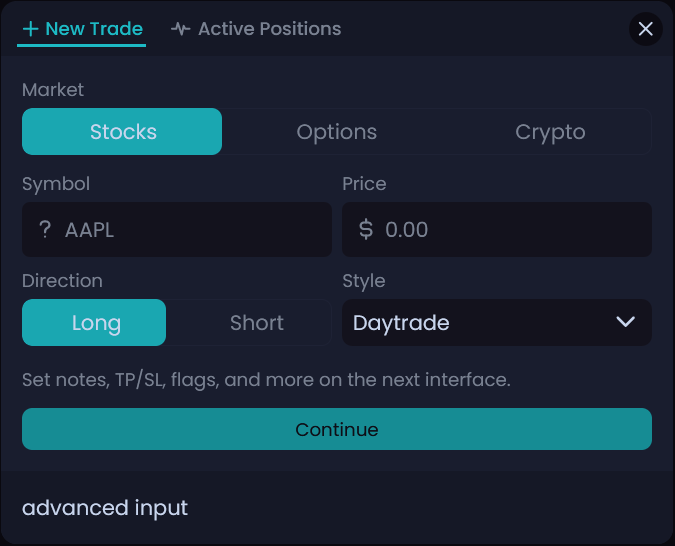 Submit Trade on Web App