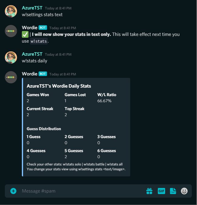 Toggle between image and text versions of your Wordie Statistics