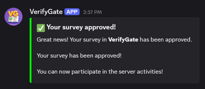 Approval notification