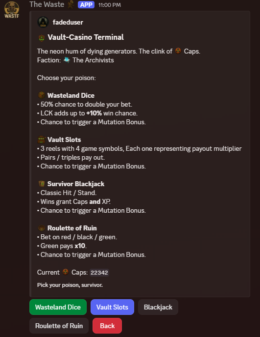Vault-Casino Interface