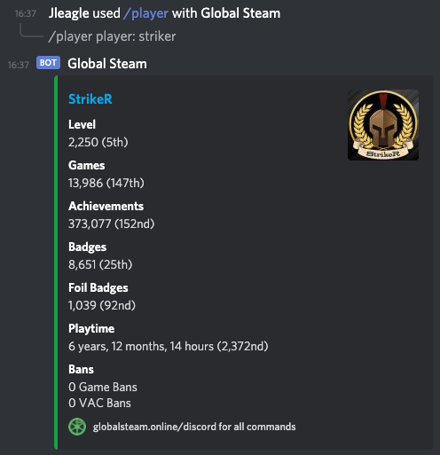 Global Steam Discord Bot