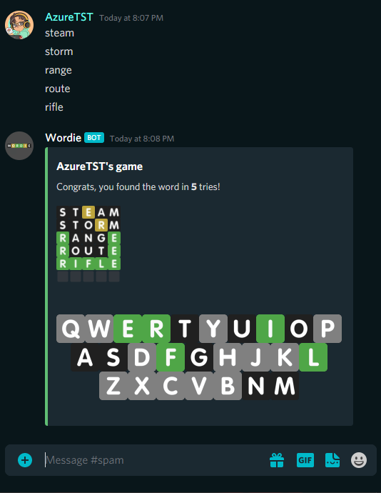 A basic game of Wordie