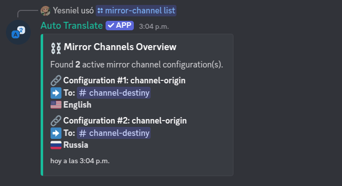 Mirror Channel Translations