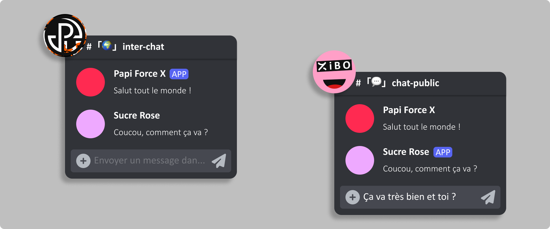 Aperçu du système d'Inter-Chat du bot en action
