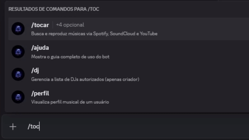 GIF do comando /tocar