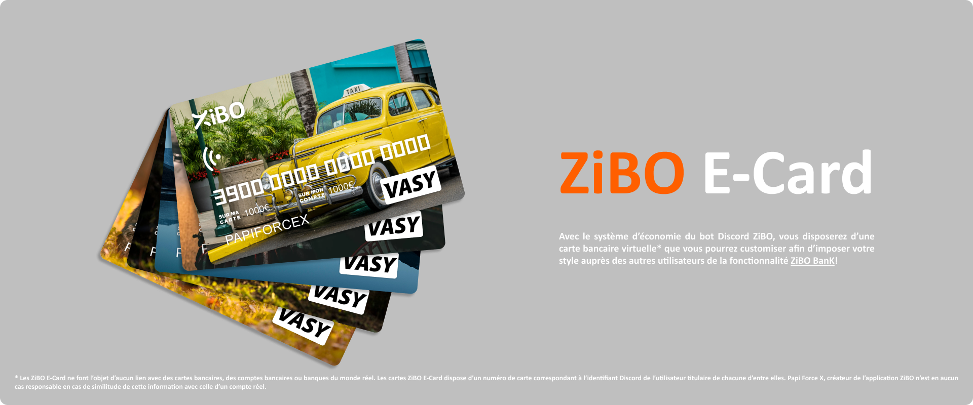 Aperçu des cartes virtuelles proposées par le système d'économie du bot