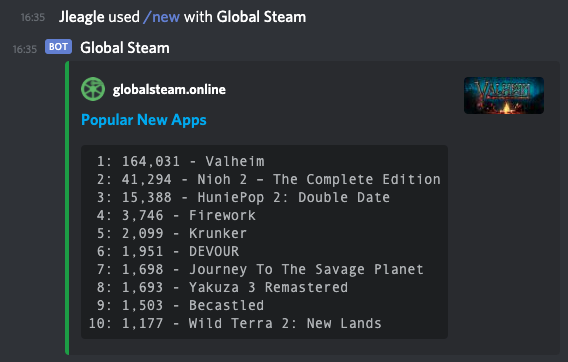 Global Steam Discord Bot