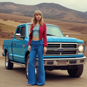 Taylor Swift with a Ford F-150